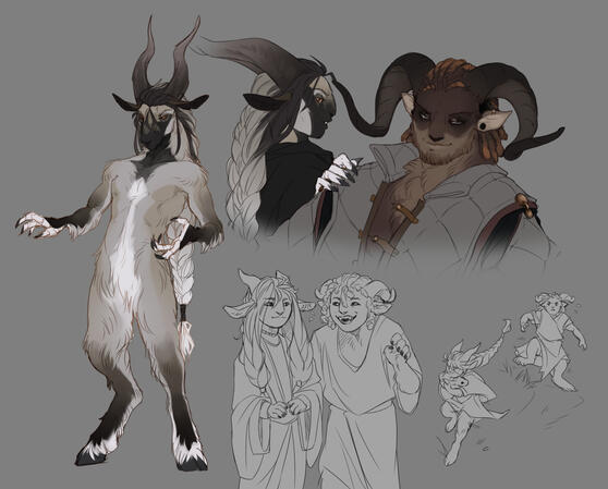 &quot;Satyr Cousins&quot; Character Sketches
